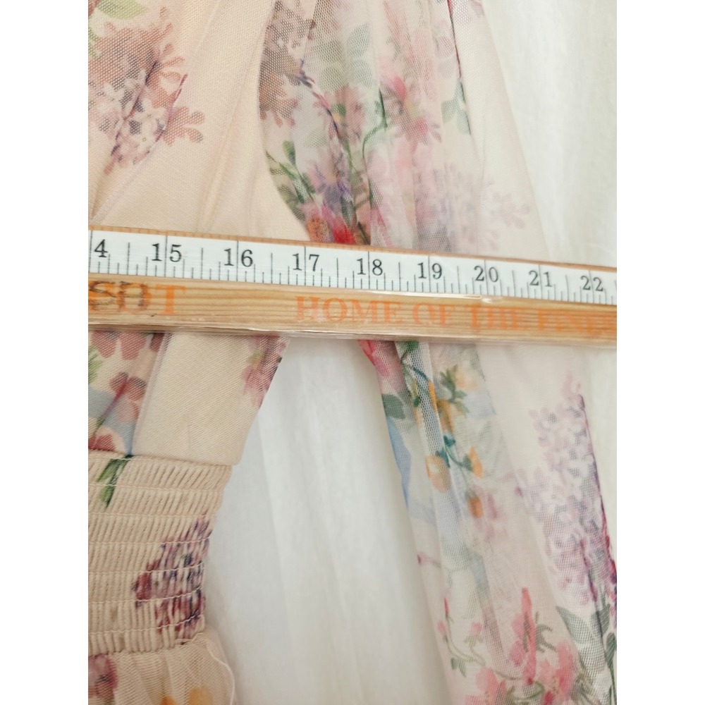 NEW. Baltic Born Katya Long Sleeve Maxi Dress Cream Floral Smocked Waist Medium - Picture 6 of 8